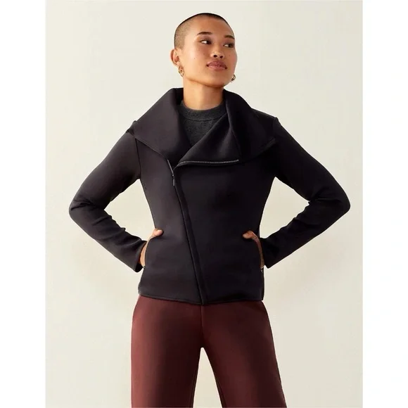 ADAY Up In The Air Jacket Scuba Asymmetrical Zip Biker Jacket - Picture 1 of 9